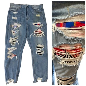 American Eagle Mom Jeans Damen 14 Distressed Modest Ripped High Rise Upcycled - Bild 1 von 19