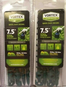 LOTE (2) Vortex Plástico 7 1/2" Anclaje Espiral Verde Paquete de 4 Carpas Árboles Césped Arte - Imagen 1 de 4