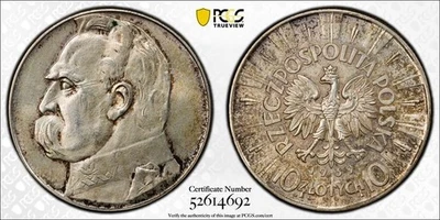 1939-(w) Poland 10 Zlotych PCGS Cleaned-UNC Detail Lot#G695 Silver! - Image 1 of 4