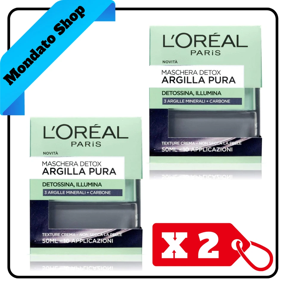 L'OREAL MASCHERA DETOX 50 ml ARGILLA CARBONE DETOX MASK FACE - Image 1 of 1