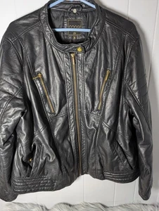 COOGi Australia Ladies Faux Leather Bomber Jacket Size 2X Zip Pockets Long Slv - Picture 1 of 10