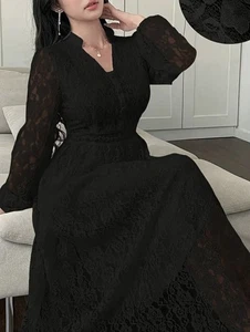 Women's Elegant V-Neck Long Formal dress-Flattering Fit for Weddings And Events - Picture 1 of 6