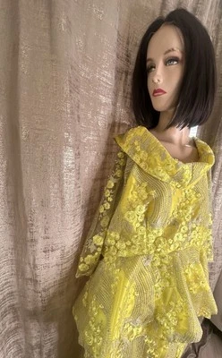 Африканский кружевной блестками топы и юбка для вечеринки, свадьбы и особых случаев - Изображение 1 из 4