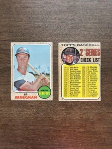 1968 Milton Bradley Win-A-Card Topps Baseball Ed Brinkman #49 + Checklist #107 - Picture 1 of 2