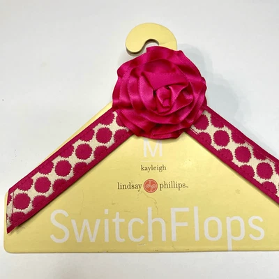Switch Flops by Lindsay Phillips Kayleigh Strap 粉色奶油色圆点花朵中号 — 第 1/4 张图片