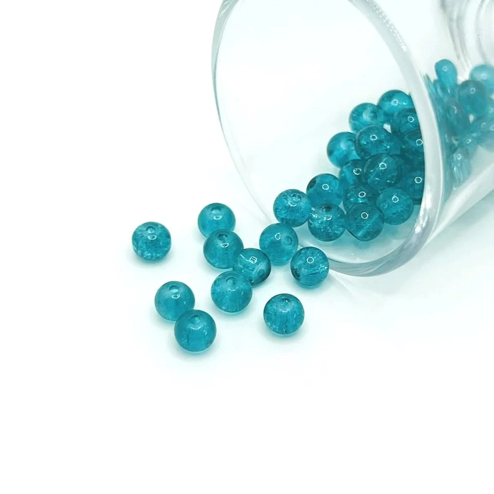 Бусины из морского зеленого стекла с трещинами 6 мм - продавец из США - Изображение 1 из 3