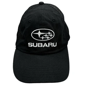Subaru Logo Black Trucker Hat Cap Mesh Back Adjustable Embroidered 55% Cotton - Picture 1 of 8