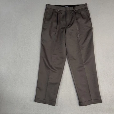 Pantalones de vestir Dockers para hombre 34x30 gris oscuro pierna recta plisados 100 % poliéster Foto 1 de 4