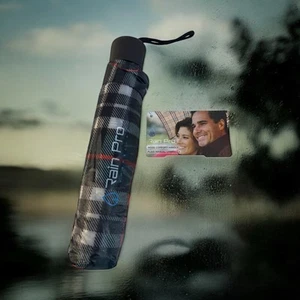 Rain Pro Travel Umbrella Plaid 42” Span New - Picture 1 of 7