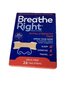 Lot of (2) Breathe Right Extra Strength Nasal Strips Tan 26ct Exp 7/31/29 - Picture 1 of 1