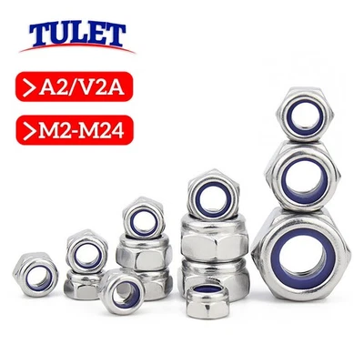 Selbstsichernde Muttern Edelstahl Sechskant Stoppmuttern DIN 985 A2 V2A rostfrei - Bild 1 von 4