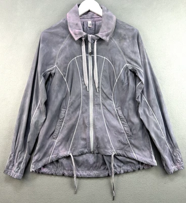 Chaqueta Lululemon 6 Tie Dye Púrpura Rosa Cremallera Completa Plisada Espalda Cuello Cordón Foto 1 de 4