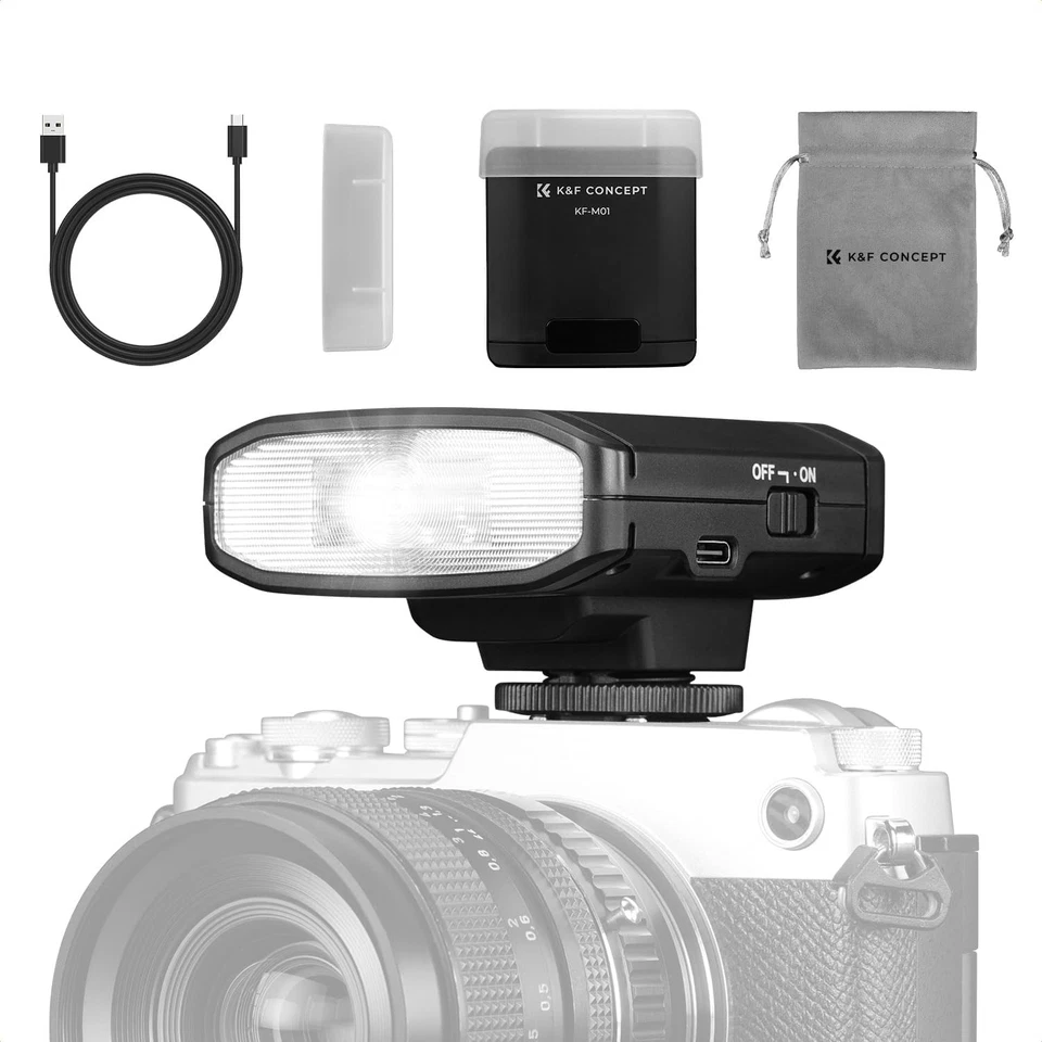 K&F Concept Camera Flash Light, Mini Camera Speedlite GN12/5600K 2000mAh Battery - Image 1 of 4