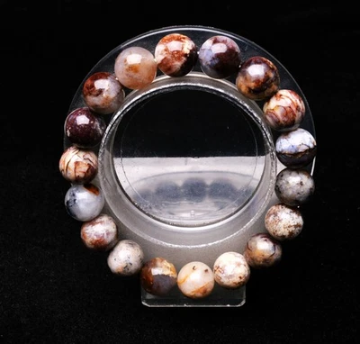 Brazalete de cuentas redondas de cristal de piedras preciosas de Namibia de 11,5 mm de colores naturales Foto 1 de 4