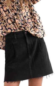 Free People Denim mini Skirt washed Black size 26 A line Cosmico - Picture 1 of 18