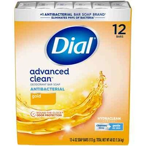 Dial Antibacterial Deodorant Bar Soap, Advanced Clean, Gold, 4 oz, 12 Bars.. - Picture 1 of 8