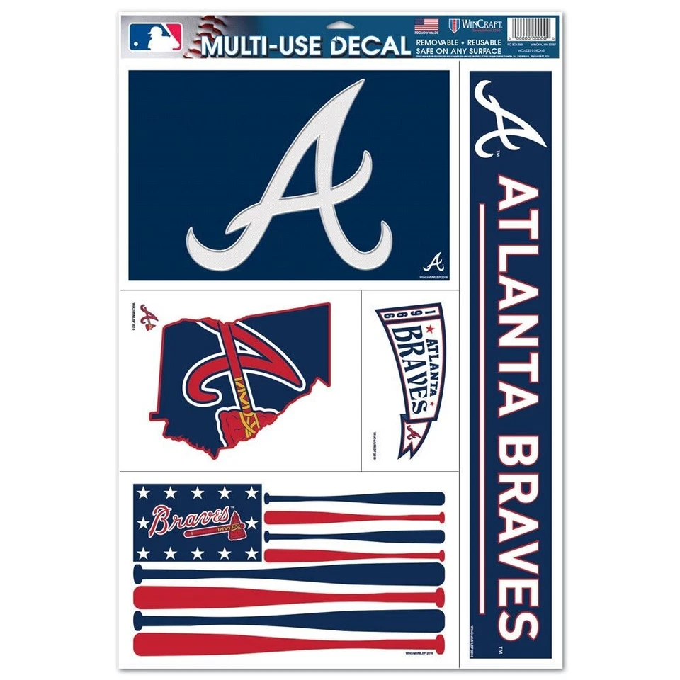 ATLANTA BRAVES EST. 1966 U.S.A. FLAG 5 PIECE ULTRA DECALS NEW WINCRAFT 👀 - Image 1 of 1