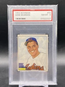 Tarjeta de béisbol vintage 1950 Bowman #93 Gene Bearden Cleveland Indians PSA 8 - Imagen 1 de 2