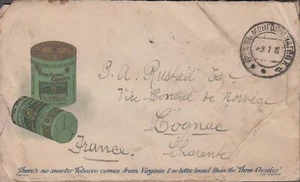 1912 Russia, Post offices in Mongolia, Unique advert. Cover from Urga to Cognac - Picture 1 of 2