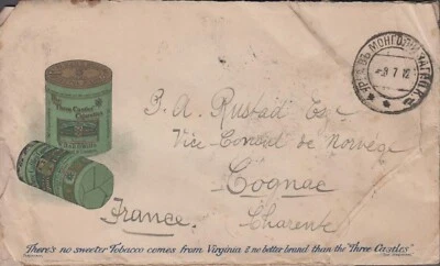 1912 Russia, Post offices in Mongolia, Unique advert. Cover from Urga to Cognac - Image 1 of 2