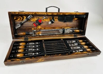 Skewers set grill set tools barbecue BBQ shashlik double skewer (7810) - Image 1 of 4