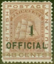 British Guiana 1881 1 on 48c Red-Brown SG154 Fine Mtd Mint EX-Sir Ron Brierley