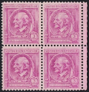 US Sc# 861 *MINT OG NH* { UNDERINKING + SMEAR STREAKS ERROR / EFO } BLOCK OF 4 - Picture 1 of 5