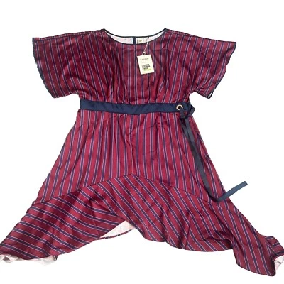 Nuevo con etiquetas Vestido midi a rayas azul granate George x Roksanda dobladillo asimétrico talla 24 Foto 1 de 4