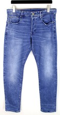 G-STAR RAW 3301 Straight Tapered Jeans Men's W32/L34 Stretchy Faded Whiskers