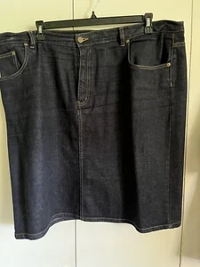 Ralph Lauren Jeans Co Womens Indigo Dk Blue Denim Skirt Sz 20W Plus 100% Cotton - Picture 1 of 8