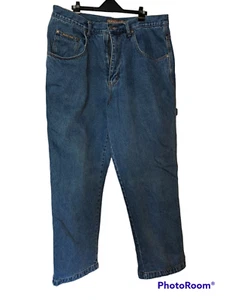 Vaqueros Moose Creek para hombre 38x32 forrados de franela azul mezclilla trabajo recto para carpintero - Imagen 1 de 10