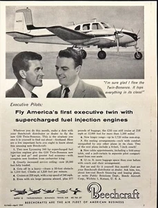 Beechcraft Twin-Bonanza Aircraft Vintage Print Ad 1959 - Picture 1 of 6