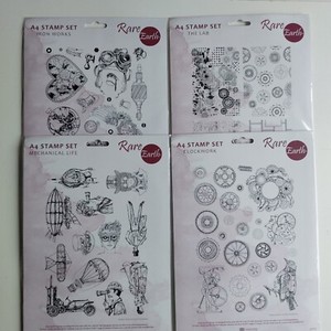 Rare Earth A5 Stamp Sets Bundle X 4 Mechanical Iron Clockwork Lab Craft Card New