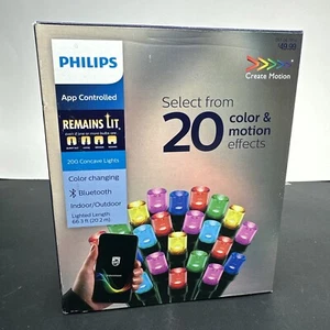 Philips App Controlled 200ct Concave String Lights Multicolor Create Motion 66ft - Picture 1 of 7