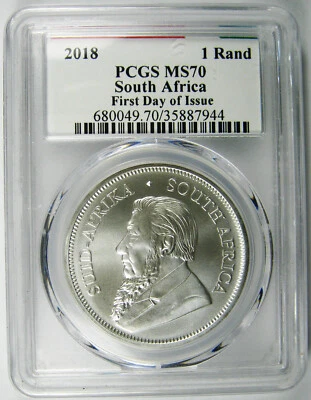 2018  South Africa  Rand  MS70 PCGS  First Day of Issue  Silver  Beautiful Coin! - Image 1 of 4