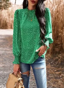 Shirred Cuff Long Sleeve Blouse - Picture 1 of 24