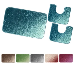 Alfombra Baño Set 3 Piezas Conjunto Giro Agua Bidé Antideslizante Suave Absorbe - Imagen 1 de 26