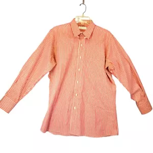 Camicia uomo vintage Calvin Klein gessato con bottoni taglia L 16 32/33 rossa manica lunga - Foto 1 di 11