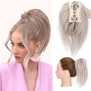 Thick Tousled Claw Clip Messy Hair Bun Pieces Hair Extension Natural as Human US - Picture 1 of 27
