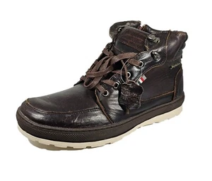 Nuevas botas de trabajo acolchadas al tobillo con cremallera con cordones de cuero real marrón para hombre talla UK - Imagen 1 de 3