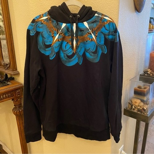 Felpa con cappuccio MARCELO BURLON Contea di Milano Blu Serpente Grafica Nero Large