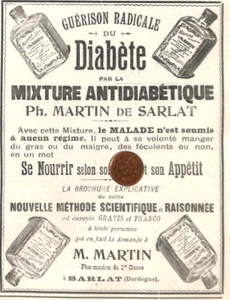 SARLAT (24) MIXTURE ANTIDIABÉTIQUE M. MARTIN / PUBLICITÉ ADVERTISING 1901 - Picture 1 of 1