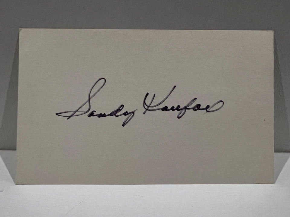 SIGNED SANDY KOUFAX 3x5 INDEX CARD Beautiful AUTOGRAPH - Image 1 of 1