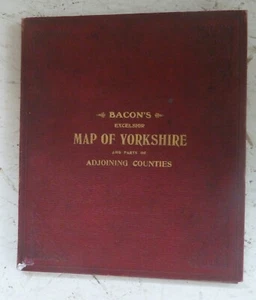 Large Bacon's Excelsior Map of YORKSHIRE c. Early 1900's Linen (120 cm by 90 cm) - Picture 1 of 12