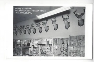 Cots Hardware, The Store With The Deer Heads, Hill City, South Dakota RPPC - Picture 1 of 2