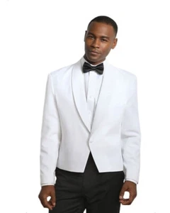 Men's One Button Shawl White Eton Tuxedo Jacket - Picture 1 of 2