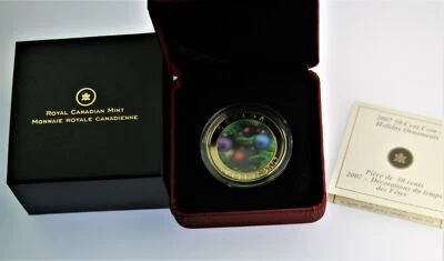 2007 1/2 ounce .925 silver Proof Canadian Gold Gild Holiday Ornament coin - Image 1 of 4