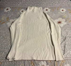 VARLEY TURTLENECK LONG SLEEVE SWEATER RIBBED WOOL BLEND White Size Medium - Picture 1 of 7