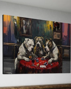 Hunde Poker Leinwand Bild Abstrakt Pop Art Cool Bulldogge Tiere XXL - Bild 1 von 2