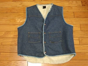 Sears Roebucks Sherpa gefütterte Denim Trucker Weste Herren Gr. XL 46-48 Tall  - Bild 1 von 8